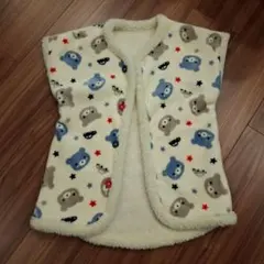 クマ柄 スリーパー ガウン パジャマ 90-100cm フリース おくるみ