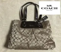 アシュレイ　シグネチャーサーティン　キャリーオール　トートバッグ