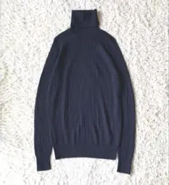 新品タグ無◯ドゥロワー カシミヤシルク リブ ニット ネイビー 2
