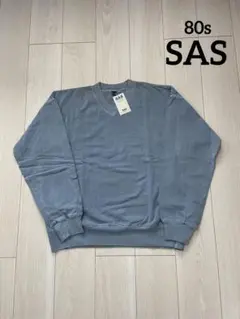 80s タグ付き未使用品 SAS ワンポイント刺繍 Vネックトレーナーのサムネイル