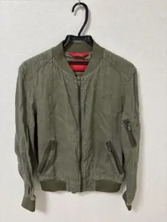 ZARA メンズ　アウター　ブルゾン　カーキ　Mサイズ　麻素材