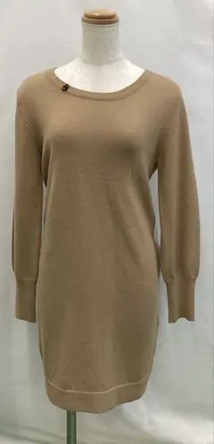 T786Kレディースニットワンピース茶L秋ZAZIE 1/7