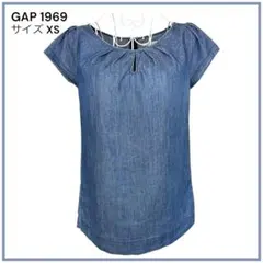 GAP 1969 半袖シャンブレーチュニック XS インディゴ テンセル混のサムネイル