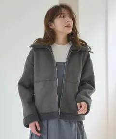 グレー ボアコート　リバーシブル　Feroux