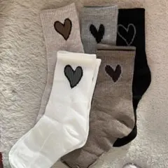 ハート刺繍カジュアルソックス5足セット