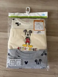 Disney ミッキー　肌着 3枚セット 80 ベビー　下着　長袖　あったか