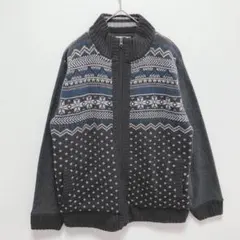 ビバリーヒルズポロクラブ|フルジップ ニットカーディガン【M】ノルディック 灰色