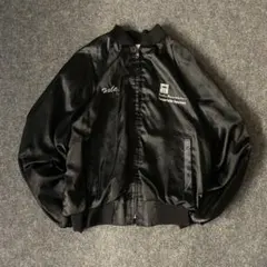 80 USA vintage 短丈　スタジャン　ナイロンジャケット　ブラック　L