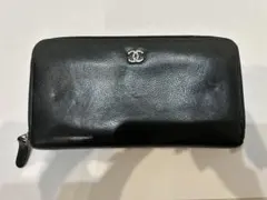 CHANEL シャネル キャビアスキン ラウンドファスナー 長財布 黒