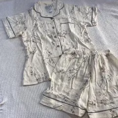 未使用品✨竹模様　アイボリー　半袖　パジャマセット　Lサイズ