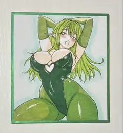 ま*庵様 手描きイラスト オリジナル 女の子 エルフ アナログ 色紙