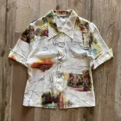 美品 vintage ヴィンテージ レトロ 総柄 半袖 シャツ