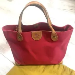 IL BISONTE レッド キャンバス トートバッグ 保存袋付き