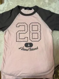 ÅLAND ラグランTシャツ ピンク グレー ナンバーロゴ