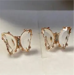 ピンクゴールド　バタフライピアス