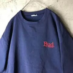 A1512古着 スウェット 企業 ワンポイント 刺繍 ネイビー 90s Y2K