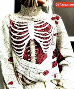 骨格デザイン マルチカラーニットセーター L