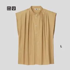 UNIQLO U【ギャザーシャツ（ノースリーブ）L】プルオーバー ブラウス