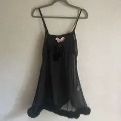 黒いシースルーノースリーブミニワンピースのサムネイル