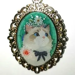 朝顔と三毛猫ちゃん レジンヘアゴム - メルカリ