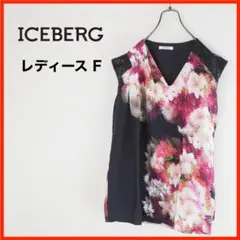 A3780★美品★ICEBERG*フラワープリント*ノースリーブ*カットソー
