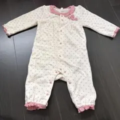 フリル付きロンパース 80cm クリーム色