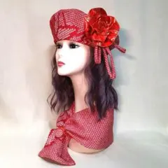 絞り着物リメーク、リバーシブルベレー帽＆リバーシブルストール