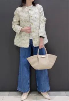 新品未使用★theory luxe 25SS ノーカラー ツイードジャケット38