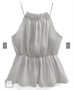 GRL ホルターネックオーガンジーペプラムトップス[ac2397] グレー