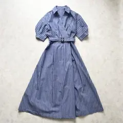 【未使用級】ナチュラルビューティーベーシック スキッパーフォルムシャツワンピース