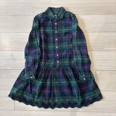 Polo Ralph Lauren 長袖ワンピース 10 グリーンチェック