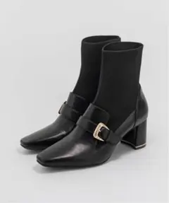 キルティングバックルニットドッキングブーツ