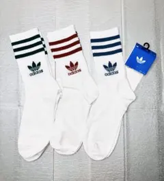 adidas ストライプソックス 3足セット25-27cm