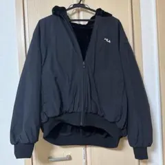 FILA フード付き ブラック フリースジャケット(リバーシブル)Lサイズ