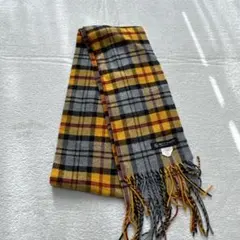BEAUTY&YOUTH チェック柄 マフラー フリンジ グレー×イエロー