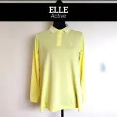 【タグ付き】UVカット ELLE 長袖ポロシャツ ポロチュニック イエロー Lのサムネイル