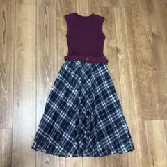 リブニットノースリーブワンピース
