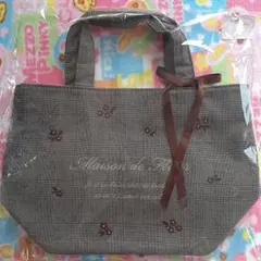 メゾンドフルールチェック柄トートリボン付きバック