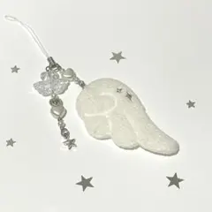 羽　ビーズストラップ　クリア　ホワイト　韓国　y2k ④