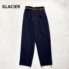 【グラシア】 L スラックス ベルト付き　テーパードパンツ　ネイビー