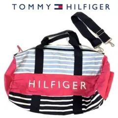 【TOMMY HILFIGER】ピンク ボストンバッグ ストライプ