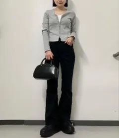 ジーユー　リブダブルジップvネックカーディガン