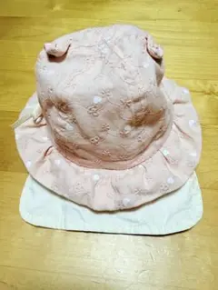 猫耳付きピンクコットン帽子