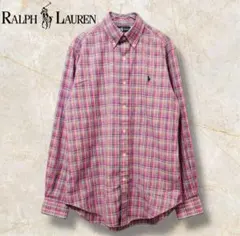 【極美品】【希少‼️】ラルフローレンメンズS相当 マドラスチェックシャツポニー刺繍