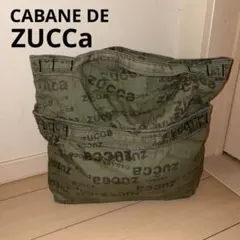 ズッカ ZUCCa 変形 2WAY 総柄ロゴ キャンバストートバッグ オリーブのサムネイル