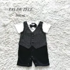 【パデゼール】キャット　ロンパース　フォーマル　重ね着風　80cm 黒　人気