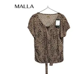 B0846新品7000円MALLA半袖ブラウス豹柄レオパードボウタイ日本製のサムネイル
