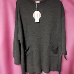 noannuダークグレー ニット長袖トップス4Lサイズ