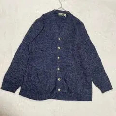 UNIQLO オールドユニクロ ニットカーディガン 青 Vネックリブ編み メンズ