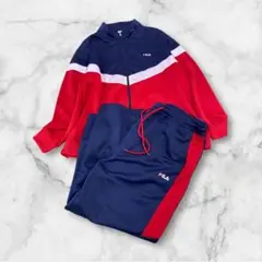 M685☆FILA スポーツウエア　ジャージ上下セット 赤・紺